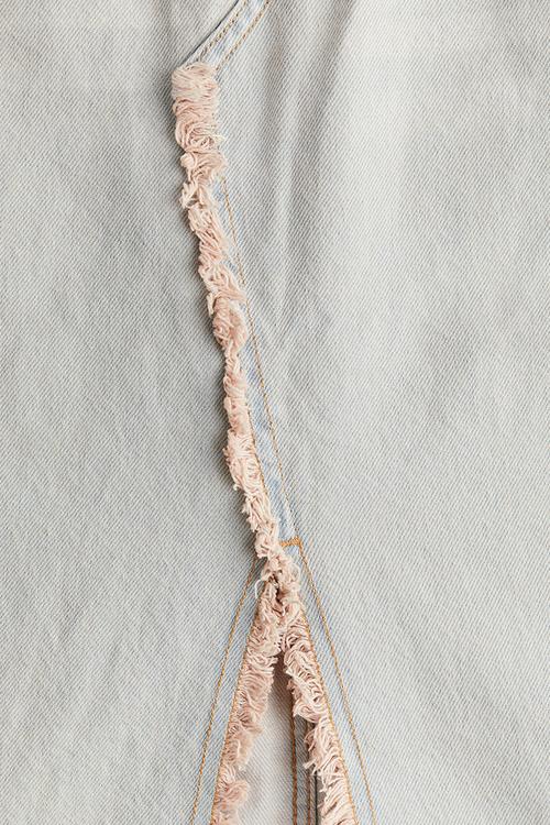 Frayed-edge denim skirt - pale denim blue