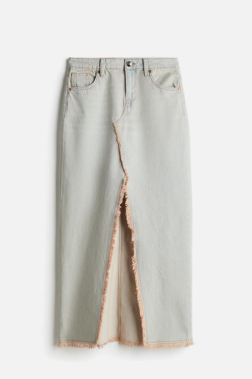 Frayed-edge denim skirt - pale denim blue