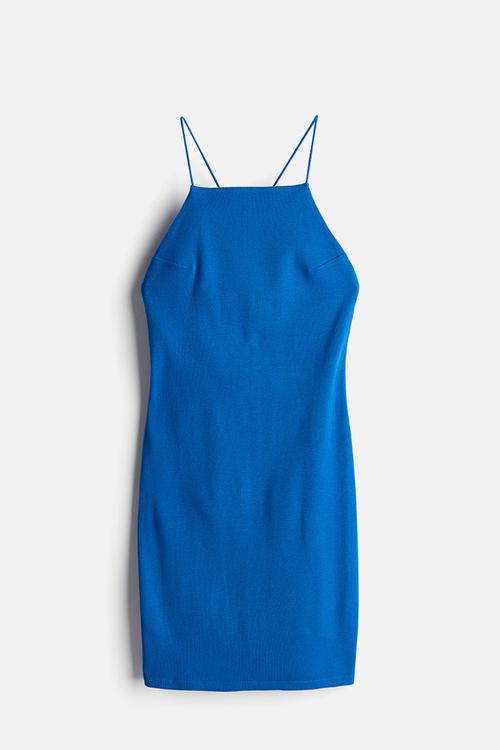Low-back strappy dress - bright blue