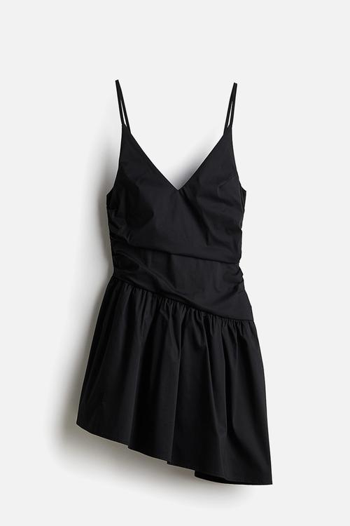 Embroidered-motif asymmetric dress - black wicked