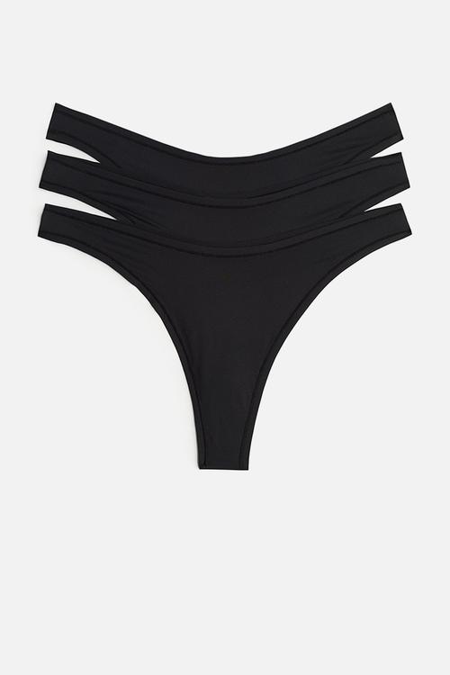 3 pack microfibre thong briefs - black