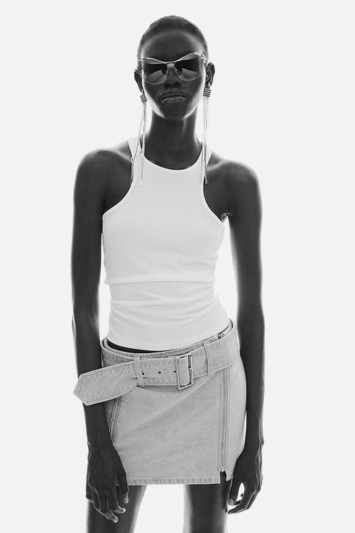 Ribbed vest top - white