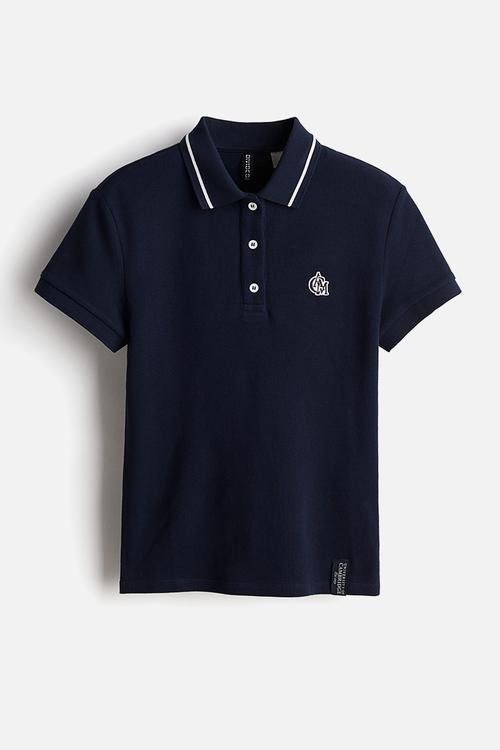 Embroidered-motif piqué polo shirt - blue/university of cambridge 