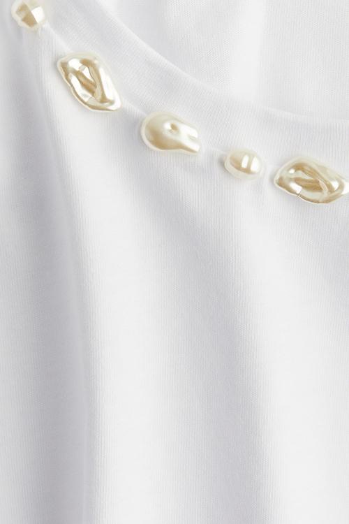 Bead-embellished top - white