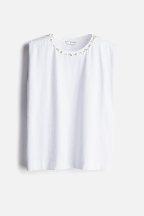Bead-embellished top - white