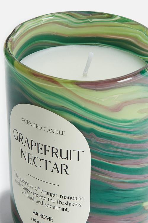 Scented candle in glass holder - lime green/grapefruit necta