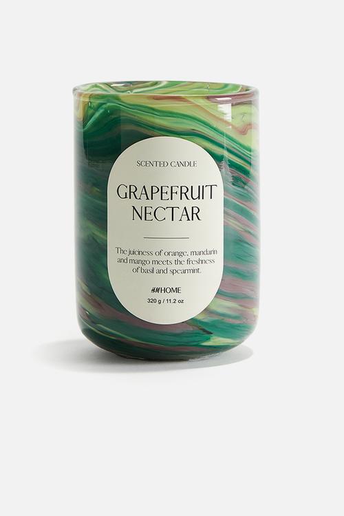 Scented candle in glass holder - lime green/grapefruit necta