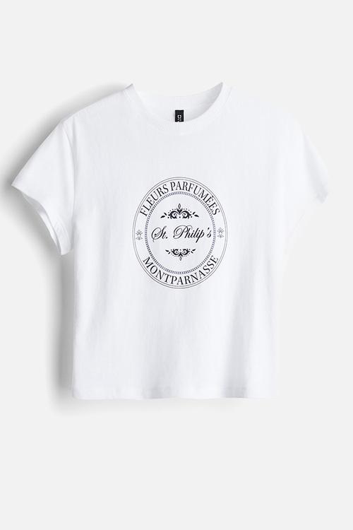 Printed t-shirt - white fleurs parfumées