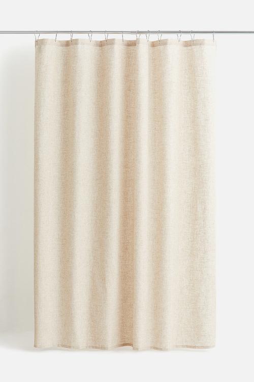 Linen-blend shower curtain - light beige