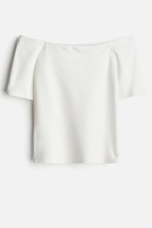Off-the-shoulder jersey top - white