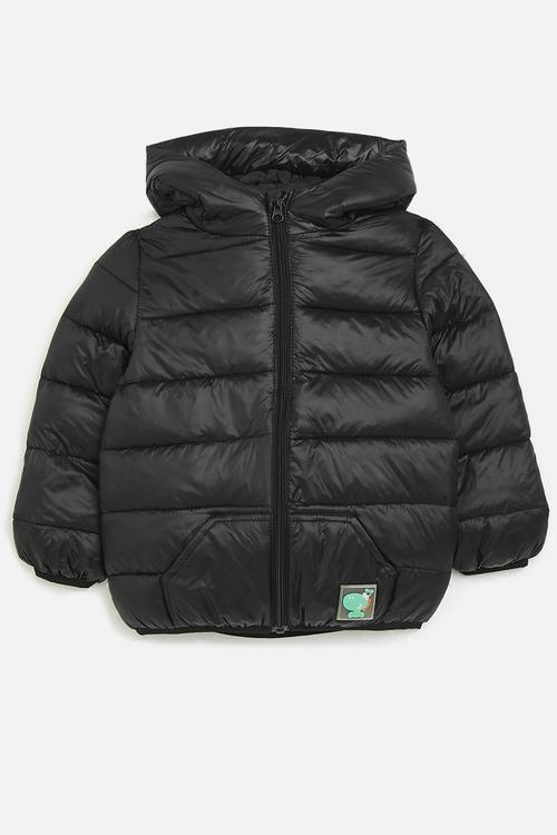 Hooded puffer jacket - black