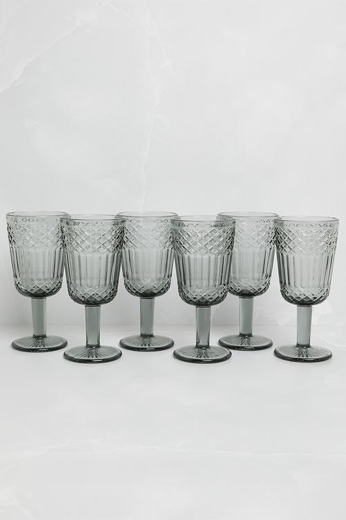 Embossed wine glass set of 6