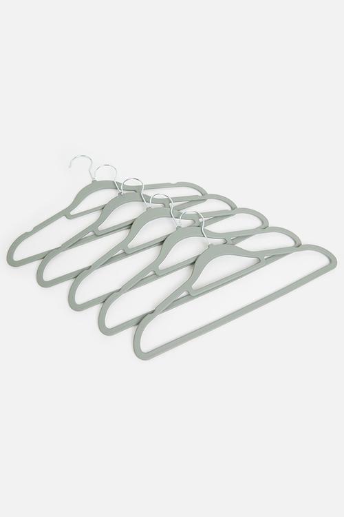 Rubber coated clothes hanger set of 5 - grey