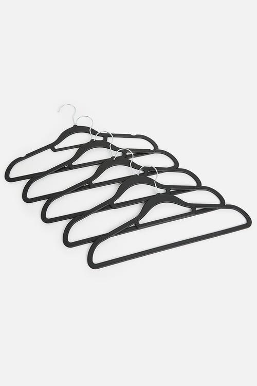 Rubber coated clothes hanger set of 5 - black