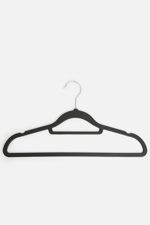 Rubber coated clothes hanger set of 5 - black