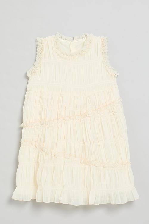 Asymetrical tiered dress - cream