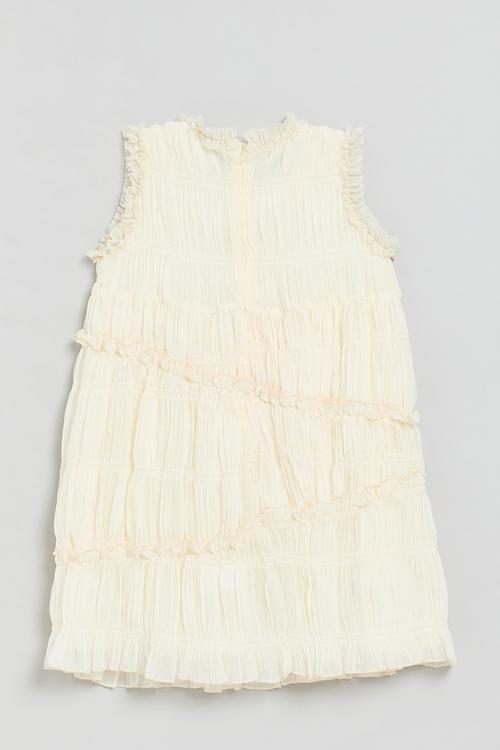 Asymetrical tiered dress - cream