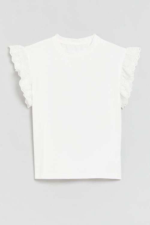 Anglaise sleeve tee - white