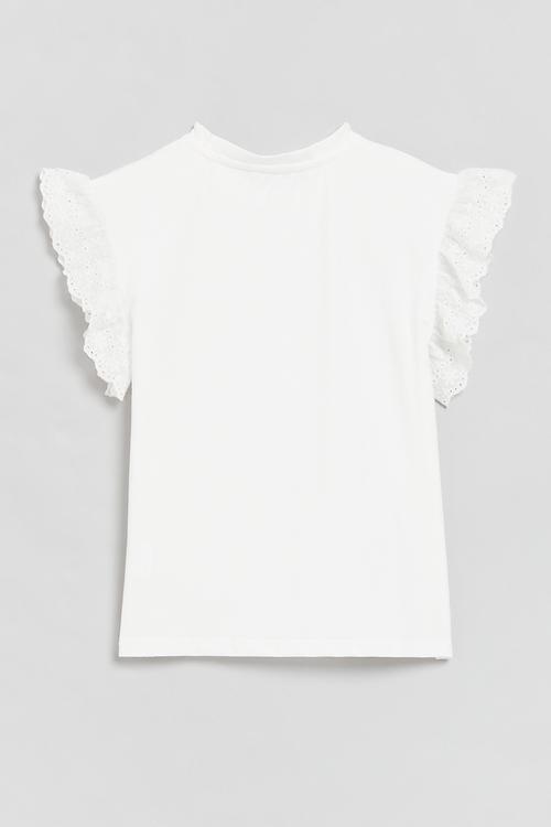 Anglaise sleeve tee - white