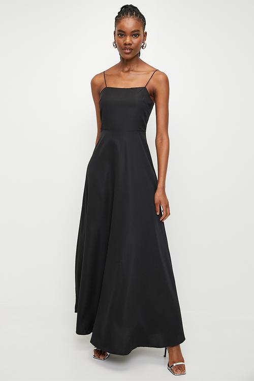 Strappy Back Maxi Dress - Black