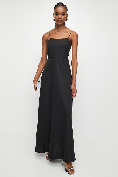Strappy Back Maxi Dress - Black