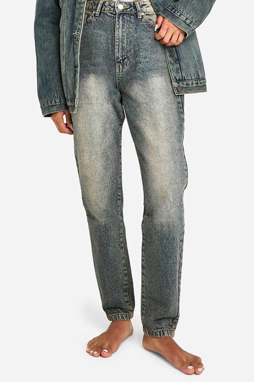 Basics Sand Blast High Waisted Mom Jeans - Vintage Wash