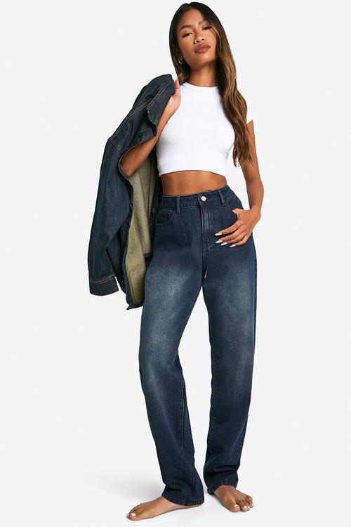 Basic Straight Leg Jeans - Dark Indigo