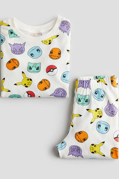 Printed cotton jersey pyjamas - multi