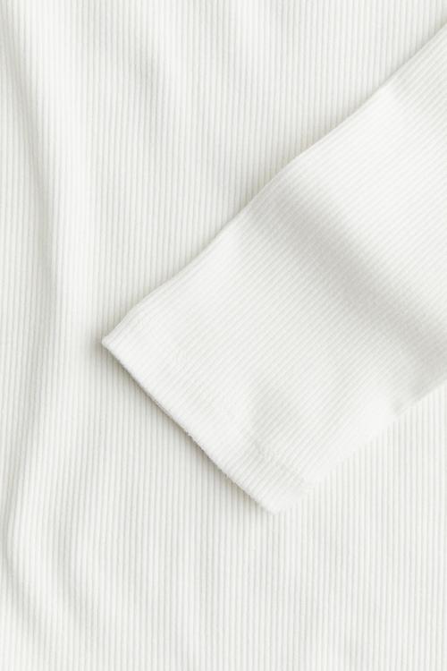 Ribbed boat-neck top - white