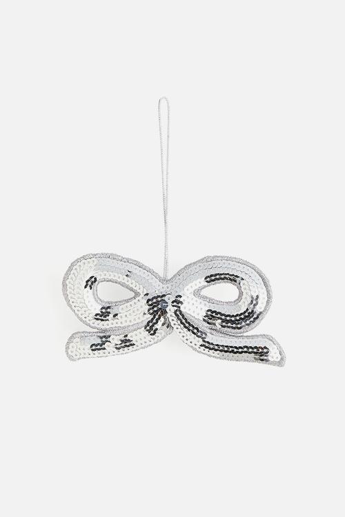 Embellished christmas tree decoration - silver-coloured/bow