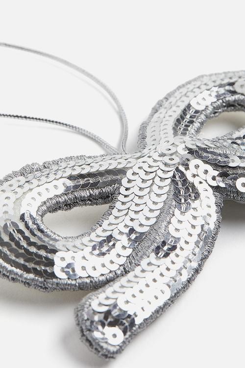 Embellished christmas tree decoration - silver-coloured/bow