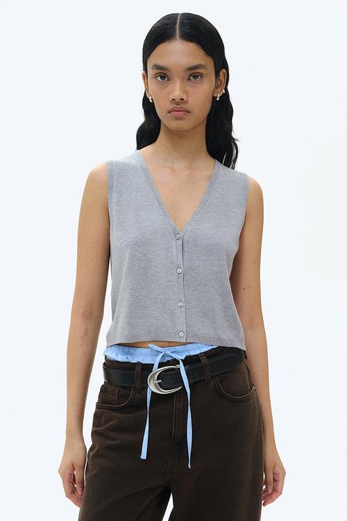 Button-front sweater vest - grey