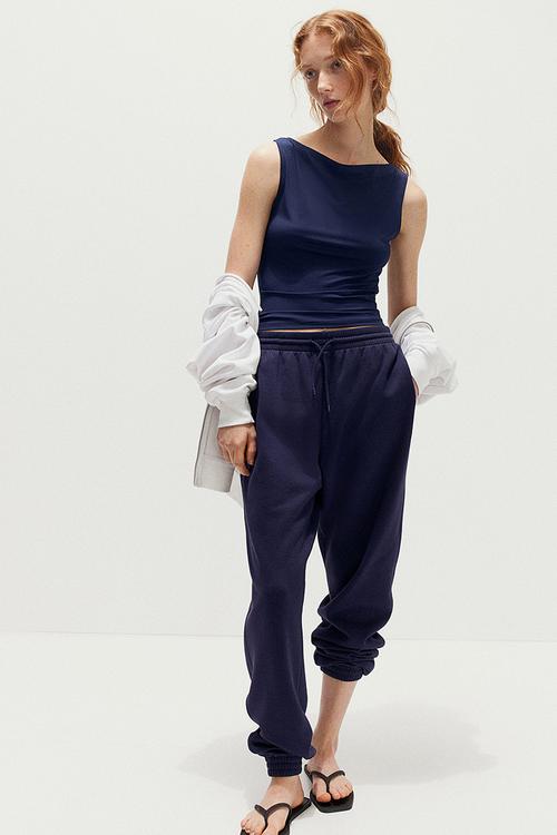 Boat-neck vest top - blue