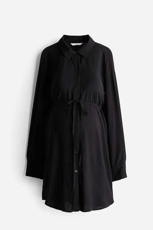 Mama tie-belt shirt - black
