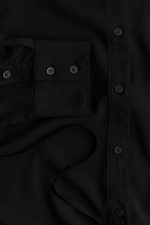 Mama tie-belt shirt - black