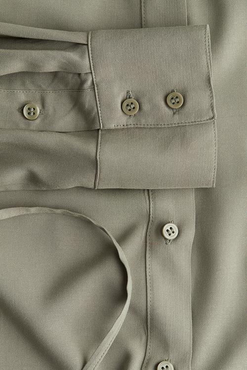 Mama tie-belt shirt - khaki green