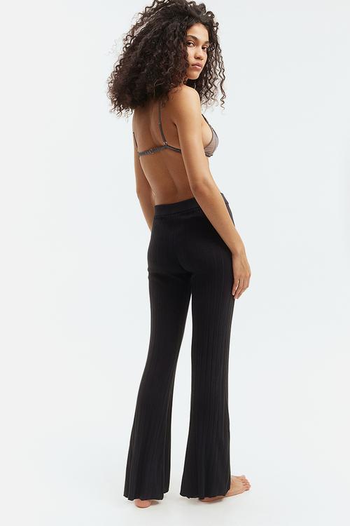Rib-knit trousers - black