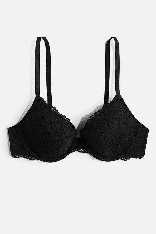 Lace push-up bra - black