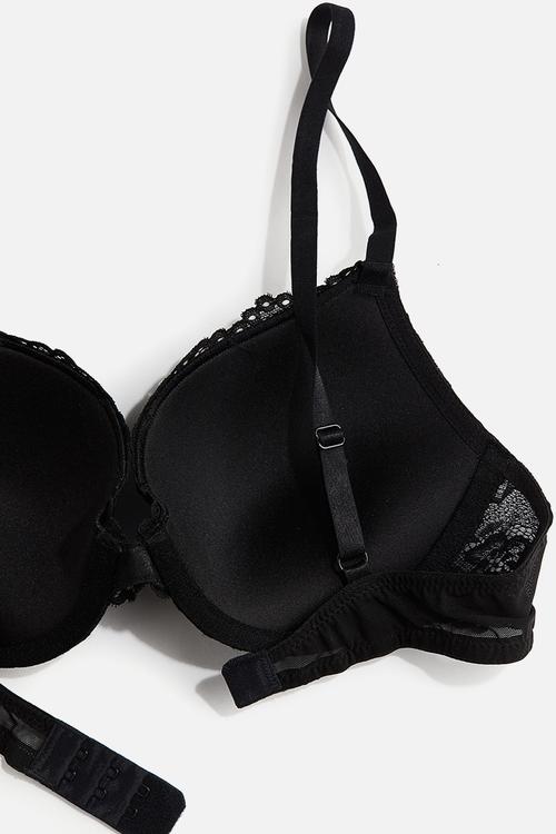 Lace push-up bra - black