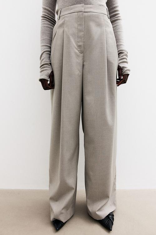 Wide trousers - beige,grey