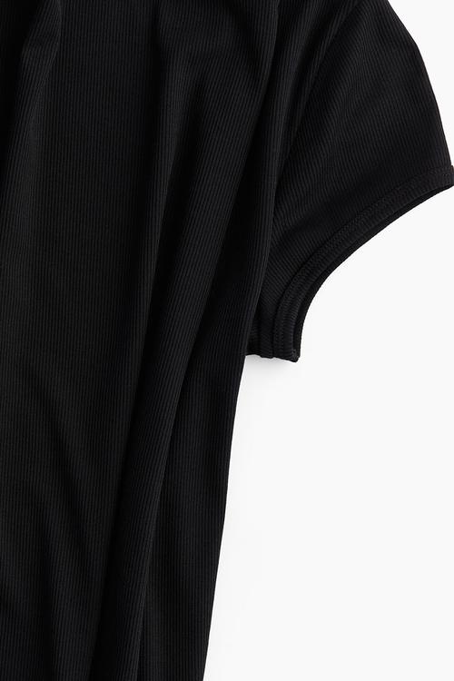 Sheer ribbed t-shirt - black