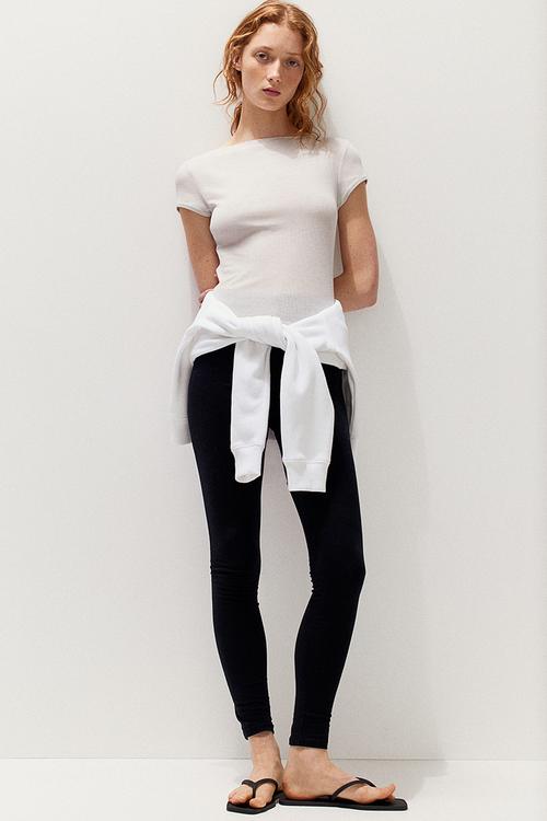 Sheer ribbed T-shirt - beige
