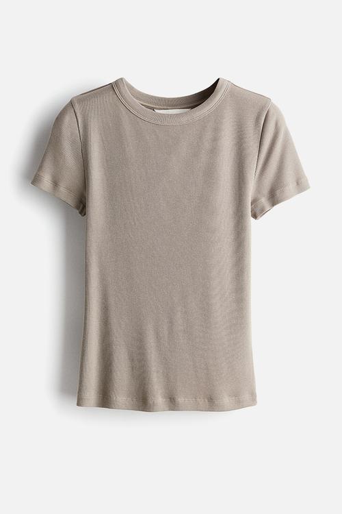 Ribbed T-shirt - beige