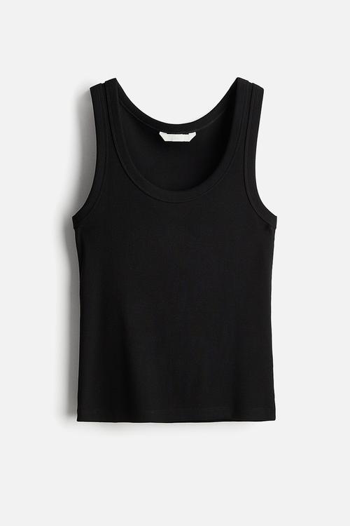 Ribbed vest top - black