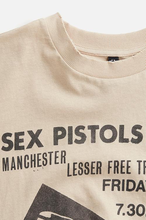 Oversized printed t-shirt - light beige & sex pistols