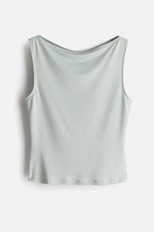 Boat-neck vest top - light turquoise 