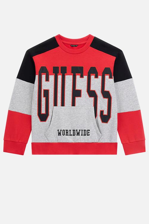 Long sleeve active top - red black grey combo