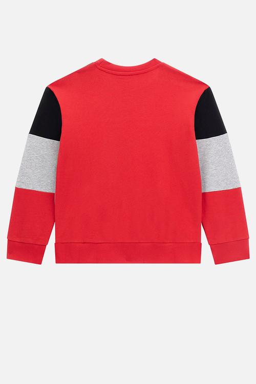 Long sleeve active top - red black grey combo
