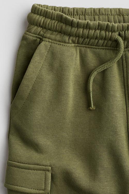 Brushed-inside cargo joggers - khaki green