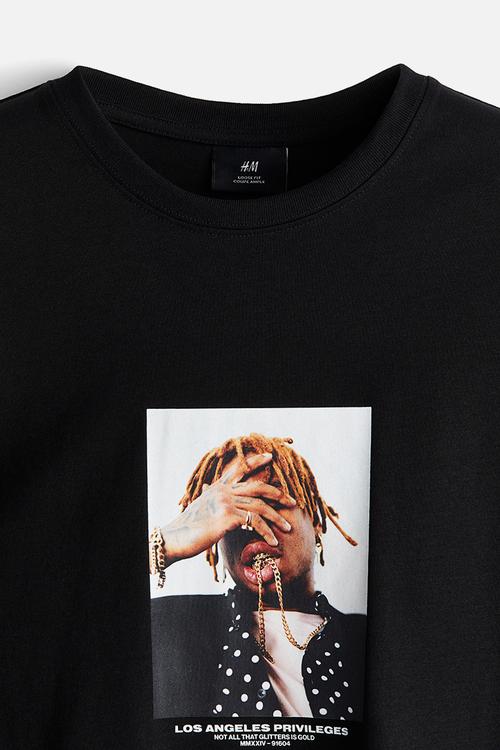 Loose fit printed T-shirt - black los angeles